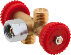 GOK Gas Abzweigventil Mit 2 Abgängen 1/4 Zoll Linksgewinde