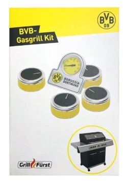 Grillfürst G591E Borussia Dortmund Edition 5-Brenner Einbaugrill Mit Heckbrenner Und Edelstahl Rosten -Rosle Grills Geschaft BVB Gasgrill Kit 4