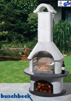 Buschbeck Gartenkamin Verona Weiß-anthrazit -Rosle Grills Geschaft Buschbeck Gartenkamin Grillkamin Verona
