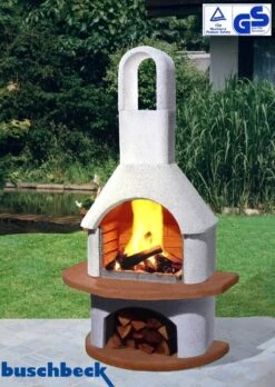 Buschbeck Gartenkamin Palma Weiß-rot -Rosle Grills Geschaft Buschbeck Gartenkamin Palma