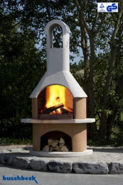 Buschbeck Gartenkamin Toskana Weiß-terra Mit Kupferblende -Rosle Grills Geschaft Buschbeck Gartenkamin Toskana