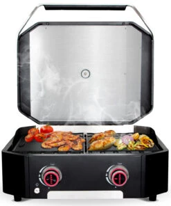 COZZE Plancha 600 / Plancha Grill Mit 2 Gusseisen Grillplatten -Rosle Grills Geschaft COZZE Plancha 600 2 Brenner Gasgrill Food