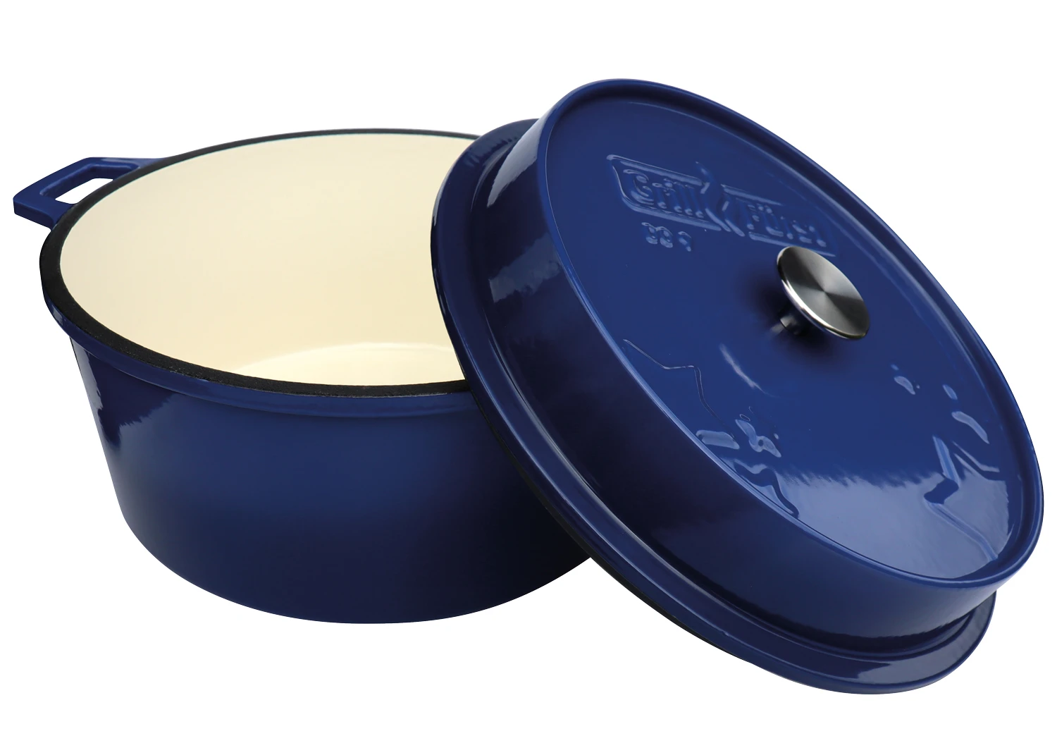 Grillfürst Emaillierter Dutch Oven Ohne Füsse DO9 - Blau 1 Grillfürst Emaillierter Dutch Oven Ohne Füsse DO9 - Blau