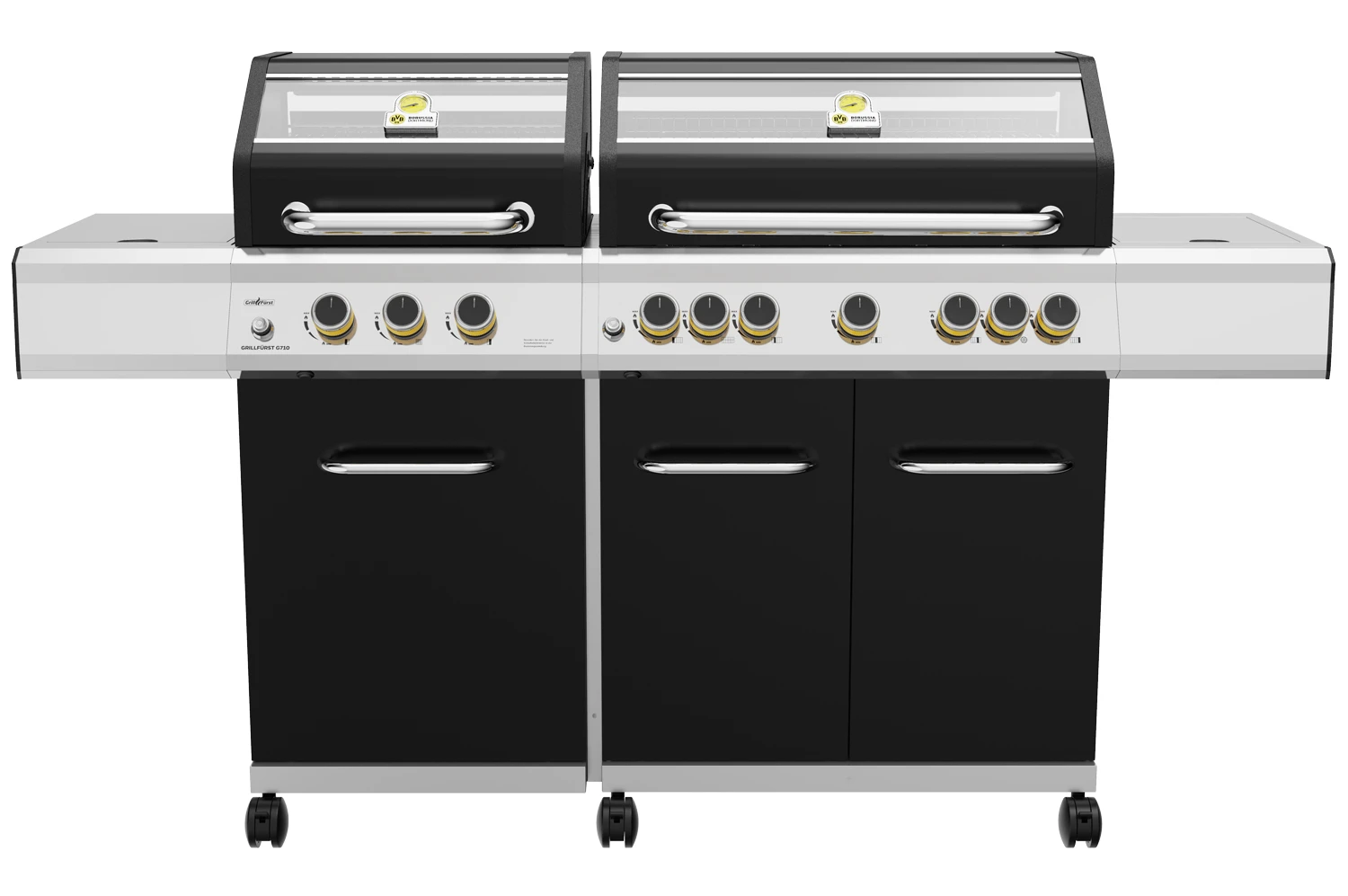 Grillfürst G750G Borussia Dortmund Edition 7-Brenner Doppelkammer - Gasgrill Mit Hochtemperaturbrenner, Seitenkocher, Heckbrenner Und Gusseisen Roste 1 Grillfürst G750G Borussia Dortmund Edition 7-Brenner Doppelkammer - Gasgrill Mit Hochtemperaturbrenner, Seitenkocher, Heckbrenner Und Gusseisen Roste