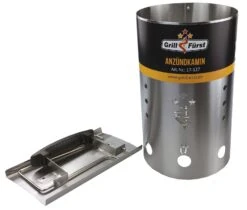 Grillfürst Anzündkamin Premium Edelstahl, Durchmesser 19 Cm, Höhe 30,5 Cm, Mit Sicherheitsgriff -Rosle Grills Geschaft Grillfuerst Anzuendkamin 17 127