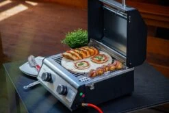Grillfürst G201E 2-Brenner Gasgrill Portabel V2 - Campinggrill / Balkongrill 50mbar -Rosle Grills Geschaft Grillfuerst Camping Gasgrill G201 Pizzastein