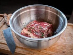 Grillfürst BBQ 3er Edelstahlschüssel Set Mit Glasdeckel -Rosle Grills Geschaft Grillfuerst Edelstahlschuessel marinieren