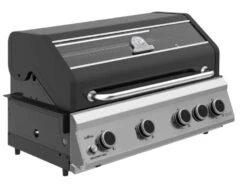 Grillfürst G490G 4-Brenner Einbaugrill - Black Edition - Mit Heckbrenner Und Gusseisen Rosten