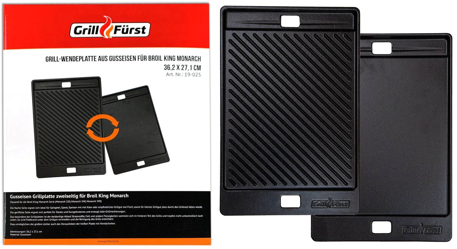 Grillfürst Grillplatte Gusseisen Für Monarch / Royal 36,2 X 27,1 Cm 1 Grillfürst Grillplatte Gusseisen Für Monarch / Royal 36,2 X 27,1 Cm