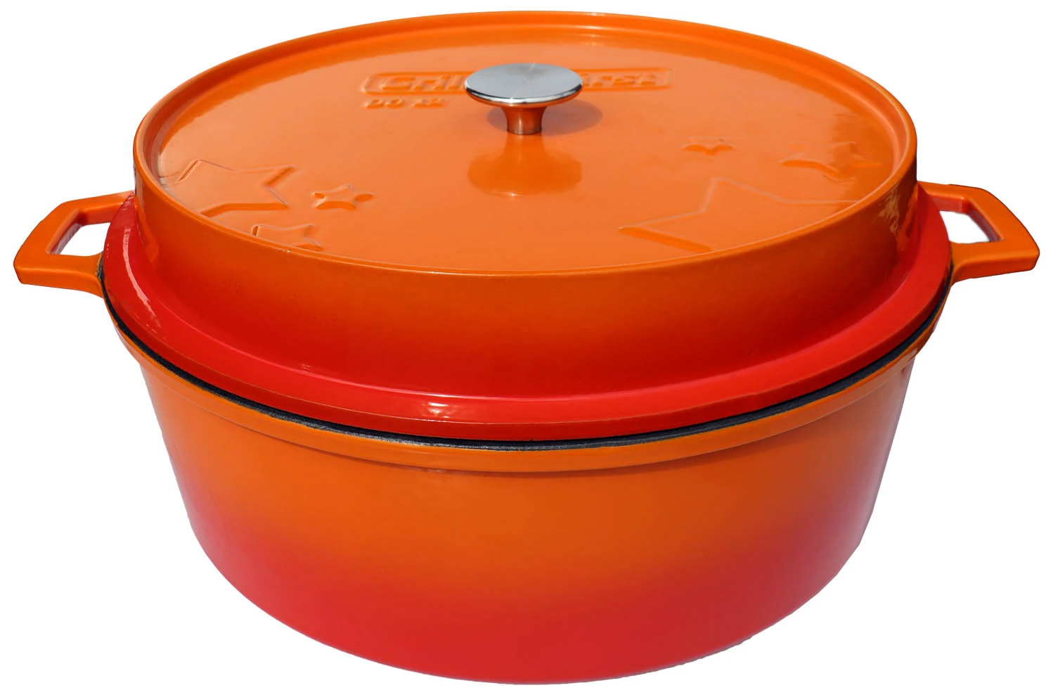 Grillfürst Emaillierter Dutch Oven Ohne Füsse DO12 - Orange 2 Grillfürst Emaillierter Dutch Oven Ohne Füsse DO12 - Orange – Bild 2