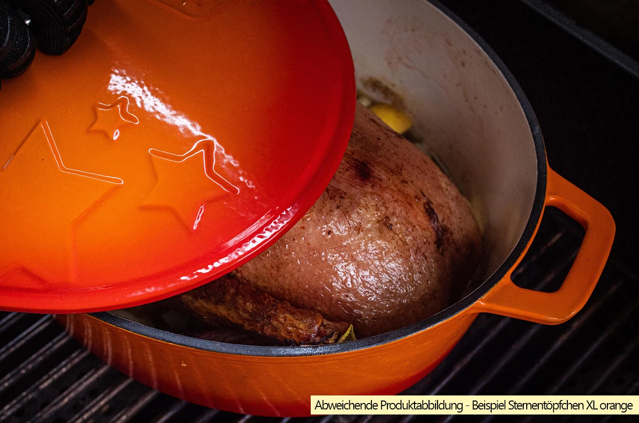 Grillfürst Dutch Oven Sternentöpfchen / Gusseisen Bräter - Emailliert - XL - Rot 6 Grillfürst Dutch Oven Sternentöpfchen / Gusseisen Bräter - Emailliert - XL - Rot – Bild 6
