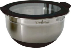Grillfürst BBQ 3er Edelstahlschüssel Set Mit Glasdeckel -Rosle Grills Geschaft Grillfuerst edelstahl Schuessel klein Glasdeckel