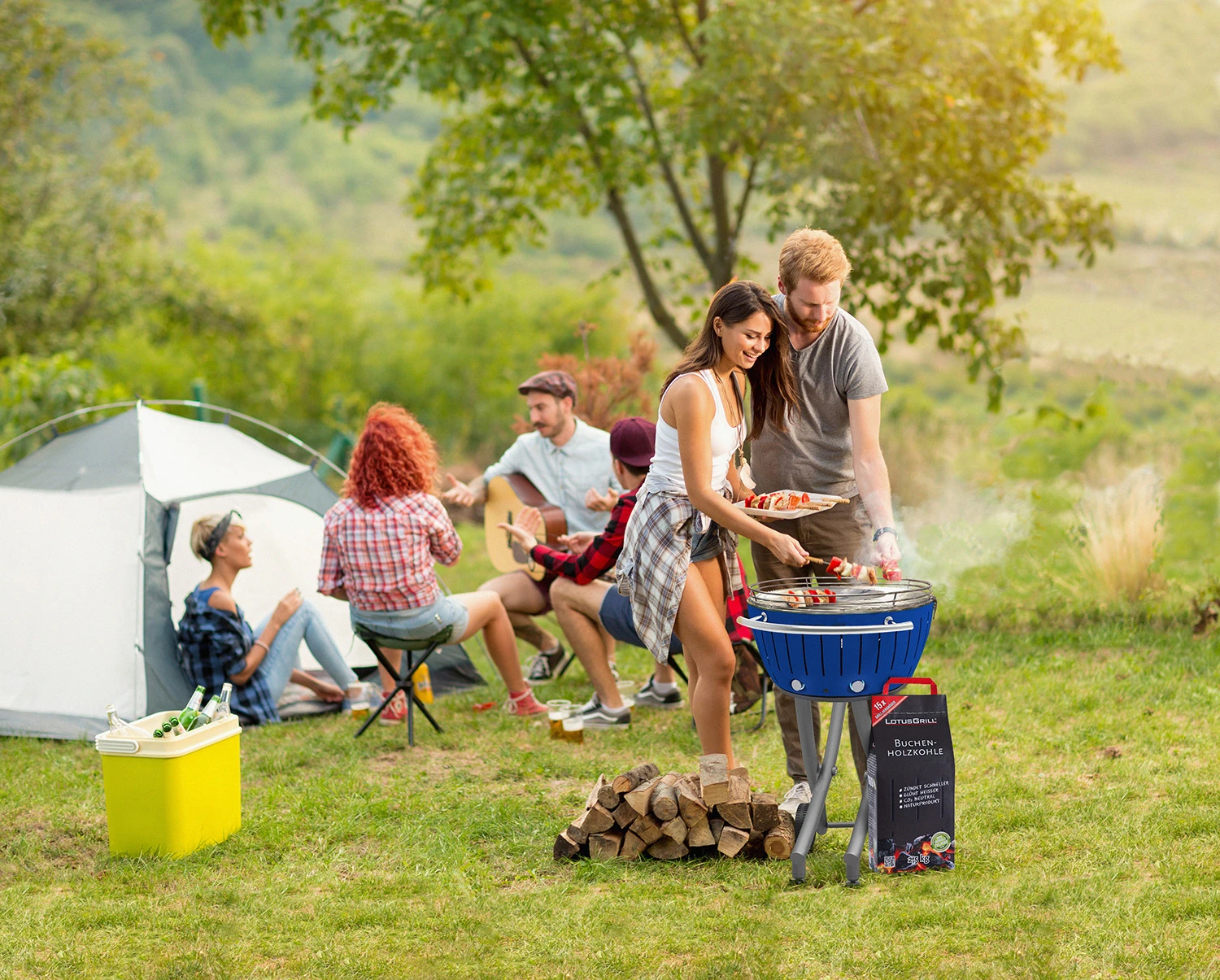LotusGrill XXL - Holzkohle Grillstation - Tiefblau 1 LotusGrill XXL - Holzkohle Grillstation - Tiefblau