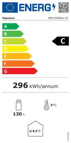 Napoleon Outdoor - Kühlschrank, 135 Liter, Rechtsdrehende Tür Mit Doppelverglasung Und LED Beleuchtung - Wasserdicht Nach IP24 -Rosle Grills Geschaft Napoleon Kuehlschrank Energieeffizienz