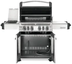 Napoleon Prestige 500 Edelstahl Gasgrill - Mit Safety Glow - X-DEAL Inkl. Grillthermometer, Schneidebrett Und Windschild Für SIZZLE ZONE -Rosle Grills Geschaft Napoleon Prestige 500 Gasgrill Edelstahl open 2