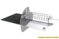 Outdoorchef Dualchef S 425 G Edelstahl Gasgrill Mit Seitenkocher + Blazing Zone Infrarotbrenner + DGS Gusseisen Grillrost 2 Stk. + DGS Gemüse Grillrost 2 Stk. -Rosle Grills Geschaft Outdoorchef Dualchef Heat Diffuser Drehspiess
