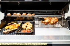Outdoorchef Dualchef S 425 G Edelstahl Gasgrill Mit Seitenkocher + Blazing Zone Infrarotbrenner + DGS Gusseisen Grillrost 2 Stk. + DGS Gemüse Grillrost 2 Stk. -Rosle Grills Geschaft Outdoorchef Dualchef S 425 G Zone Divider Drehspiess