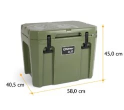 Petromax Kühlbox 25 Liter Oliv - Inkl. Sitzkissen, Haft-Unterlage Und Einsatzkorb