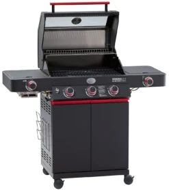 Rösle Videro G3-S VARIO+ Schwarz Gasgrill - FC Bayern Edition - Inkl. FC Bayern Abdeckhaube, Barbecue Grillzange Und Burgerpresse -Rosle Grills Geschaft Roesle Videro G3 S FC Bayern Deckel offen 1