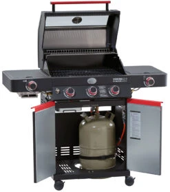Rösle Videro G3-S VARIO+ Schwarz Gasgrill - FC Bayern Edition - Inkl. FC Bayern Abdeckhaube, Barbecue Grillzange Und Burgerpresse -Rosle Grills Geschaft Roesle Videro G3 S FC Bayern Unterschrank offen 1