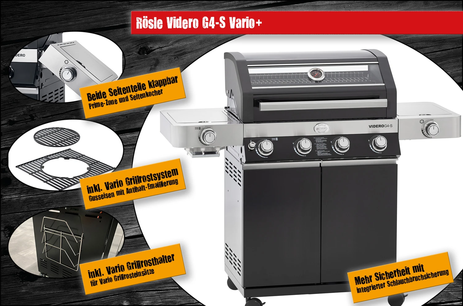 Rösle Gasgrill Videro G4-S VARIO+ Schwarz - Modell 2023 - SMART Deal Inkl. Grillfürst Grill Control + Abdeckhaube Und Grillplatte 5 Rösle Gasgrill Videro G4-S VARIO+ Schwarz - Modell 2023 - SMART Deal Inkl. Grillfürst Grill Control + Abdeckhaube Und Grillplatte – Bild 5