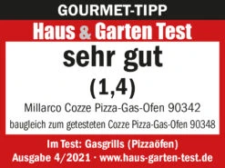 COZZE Pizzaofen Gas 34 Cm (13") Mit Thermometer - Inkl. Pizzastein -Rosle Grills Geschaft Testlogo Cozze Pizzaofen Gas 90342