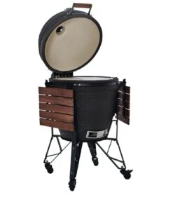 The Bastard Keramikgrill Urban XL - Complete - Schwarz Matt - Modell 2023 -Rosle Grills Geschaft The Bastard XL Urban Keramikgrill BU210 offen Seitentische abgeklappt